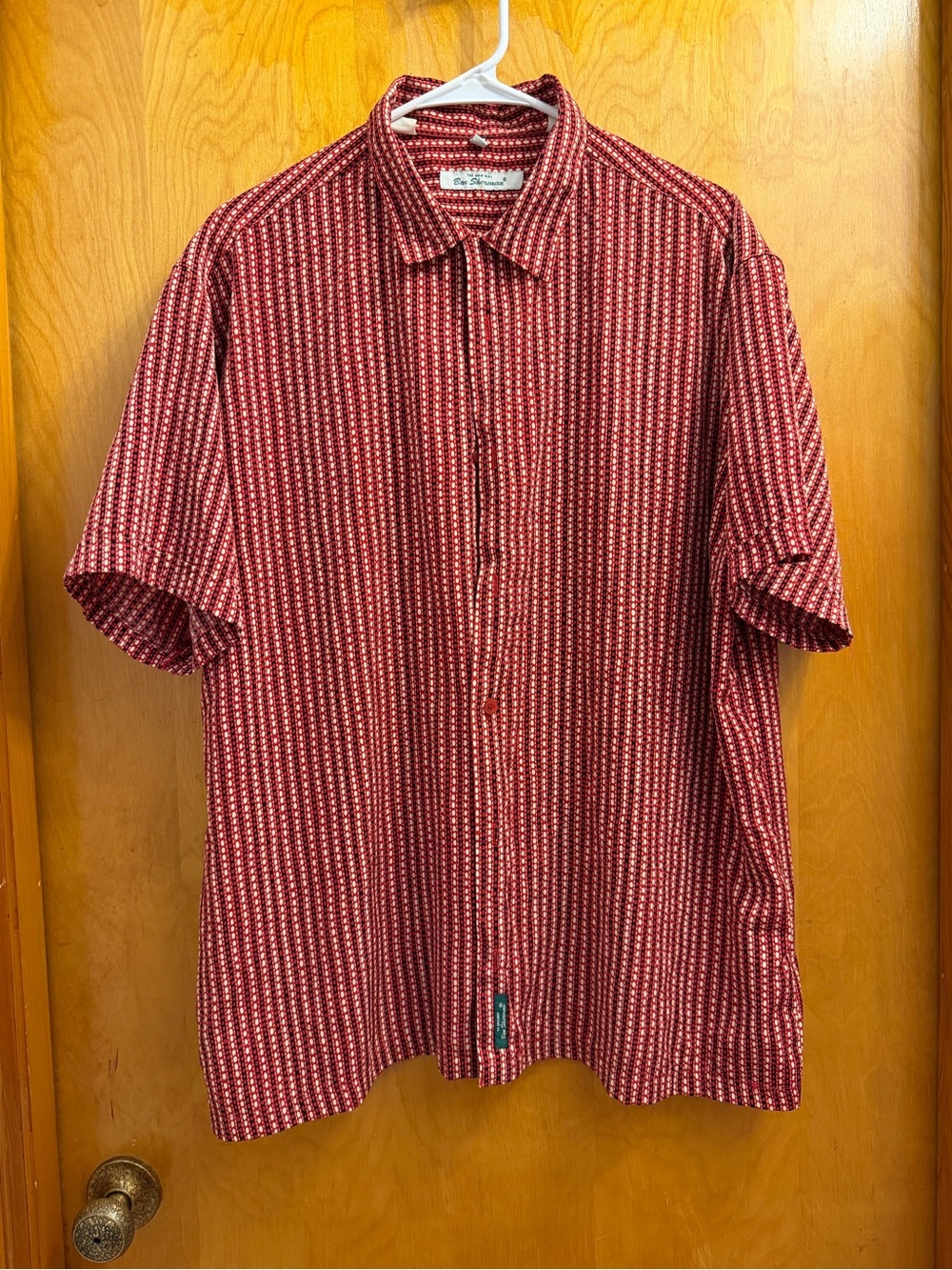 Ben Sherman Red Patterned Short-Sleeve Button-Down Shirt size XL